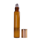 Sticluță Brună Roll-on și capac auriu de 10 ml subțire