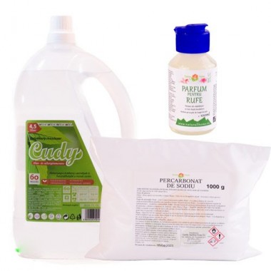 PACHET Detergent lichid hipoalergenic 4,5l -Naturalic & percarbonat de sodiu 1kg-& CADOU parfum de rufe 100ml