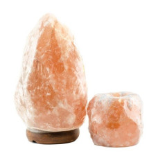 Lampa de sare Himalaya 4-6 kg și candelă de sare mare