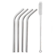 Set de 4 paie din inox, reutilizabile, cu perie de curățare 21.5cm