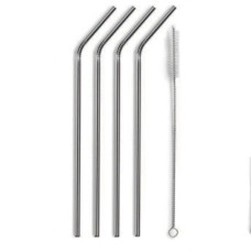 Set de 4 paie din inox, reutilizabile, cu perie de curățare 25.5cm