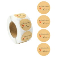 Etichete autocolante ”Handmade with love 2” 500 etichete/rola