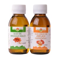 Pachet uleiuri naturale: Argan 100ml și Migdale cosmetice 100ml Pachet uleiuri naturale: Argan 100ml și Migdale cosmetice 100ml