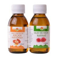 Pachet uleiuri naturale: Argan 100ml + Ricin rafinat 100ml