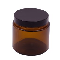 Recipient din sticlă ambră de 250 ml cu capac din plastic negru