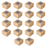 Set 18 Cutii Cadou din Carton Kraft cu Fereastră Transparentă – 10.15 x 10.15 x 6.4cm