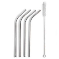 Set de 4 paie din inox, reutilizabile, cu perie de curatare 21.5cm