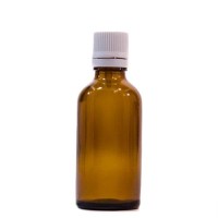 Sticla 50 ml, GL 18, BRUN si capac cu sigiliu si picurator ALB sau NEGRU